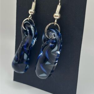 Blue Glass Dangle Earrings